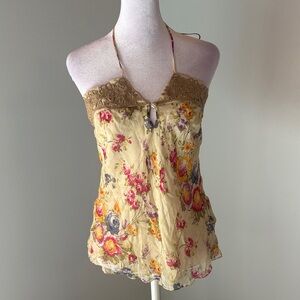 [Mint] Floral Silk Halter Blouse - Size 4 NWT